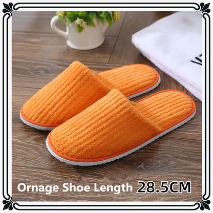 5 Pairs Mix Color Disposable Hotel Slippers – Cotton Non-Slip Slides for Men & Women Home, Travel, SPA & Hospitality Use
