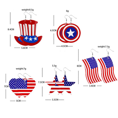 American Flag Leather Earrings - Star Stripe Teardrop Statement Jewelry for Independence Day & Patriotic Style