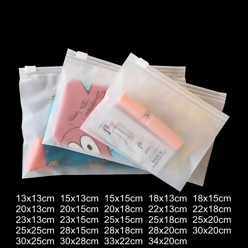 10PCS 16-Wire Frosted Zipper Bags – Underwear, Panties & Socks Packaging with Air Hole, Resealable Cosmetic Storage