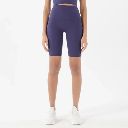 SOISOU Women’s High Waist Nylon Sports Shorts – Breathable No-Show Seamless Yoga, Gym & Cycling Fitness Shorts (24 Colors)