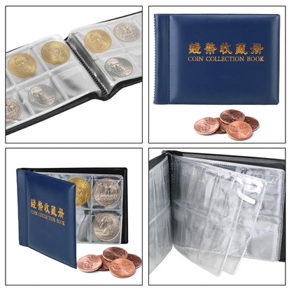 NICEYARD PU Leather Coins Collection Album - 120/60 Pockets Money Organizer Storage Book with PVC Film