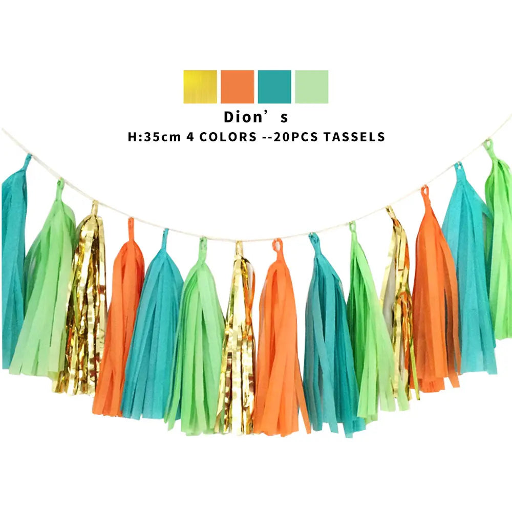 20-Piece Multicolor Tissue Paper Tassel Garland Set - DIY Crafts for Baby Showers, Birthdays, Weddings, and Parties