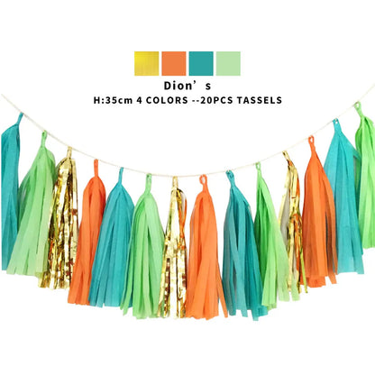 20-Piece Multicolor Tissue Paper Tassel Garland Set - DIY Crafts for Baby Showers, Birthdays, Weddings, and Parties