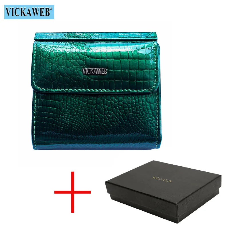 VICKAWEB Mini Women’s Wallet — Genuine Leather Alligator Hasp Short Purse, Fashion Small Wallet for Women 209