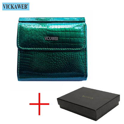 VICKAWEB Mini Women’s Wallet — Genuine Leather Alligator Hasp Short Purse, Fashion Small Wallet for Women 209