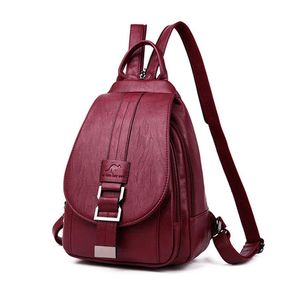 Multifunctional Women's Leather Backpack - Casual Style for Teen Girls, School and Travel Bagpack, Ladies' Chest Bag Sac
