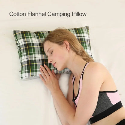 Desert&Fox Cotton Camping Pillow – Portable Folding Travel Pillow with Case for Hiking & Camping