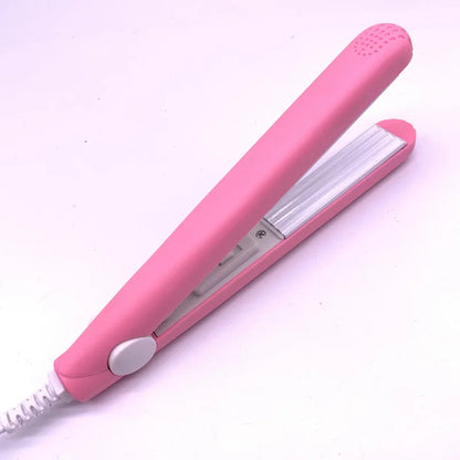 Mini Pink Hair Iron – Electric Curling Iron with Corrugated Plate for Styling and Curls