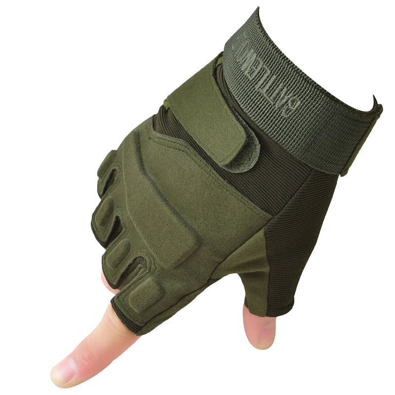 Outdoor Tactical Gloves - Half Finger Mittens for Men, Women, and Kids, Sports Gym Fitness, Motorcycle Riding, Cycling Fingerless Gloves