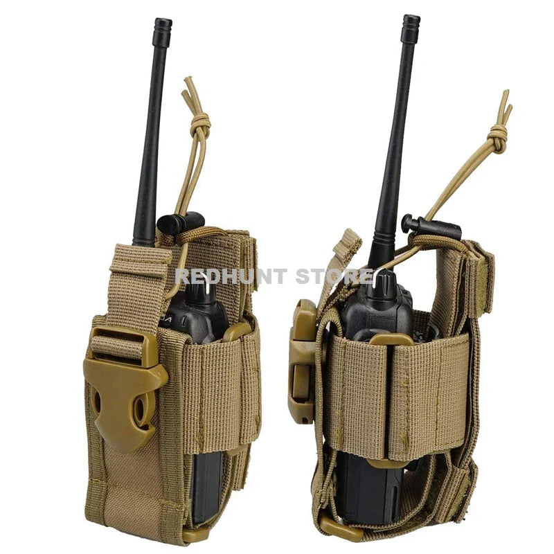 Adjustable Tactical Radio Holder Bag: Molle Two Way Radio Holster Pouch - Nylon Duty Military Storage Case for Walkie Talkie