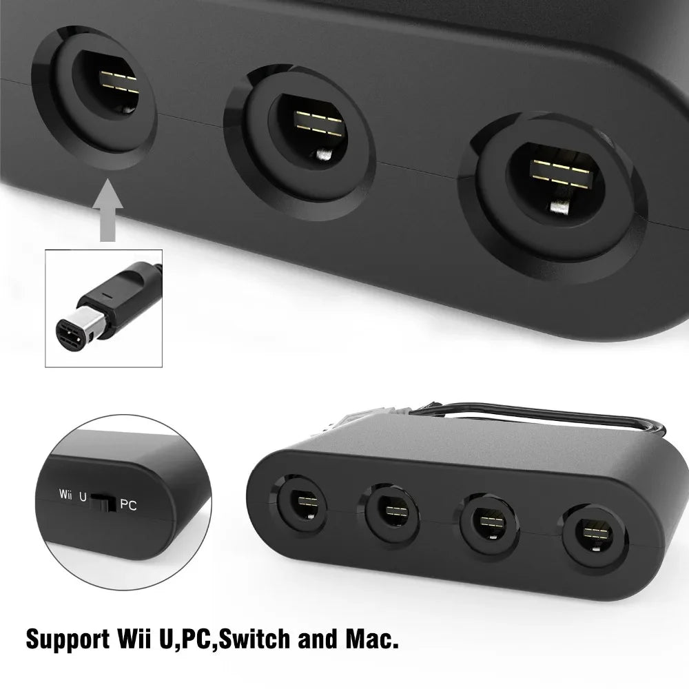 4-Port GameCube Controller Adapter – USB Converter for Nintendo Switch, Wii U, PC, and NGC – Star Fighting Game Support