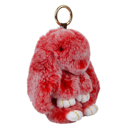 LFPU Genuine Rex Rabbit Fur Bunny Pendant Keychain – Fluffy Bag & Car Charm Jewelry for Women