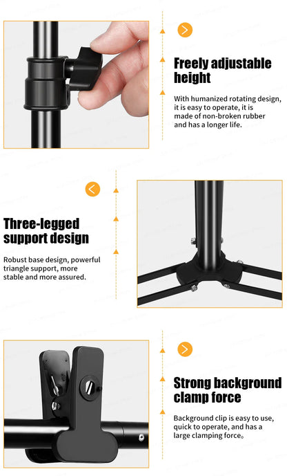 T-Shaped Adjustable Tripod Stand – Photography Backdrop Support System for Non-Woven & Muslin Backgrounds