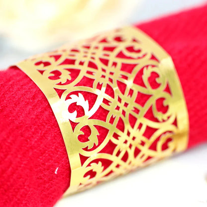 25Pcs Hollow Pattern Gold and Silver Napkin Rings - Elegant Wedding and Party Table Decorations