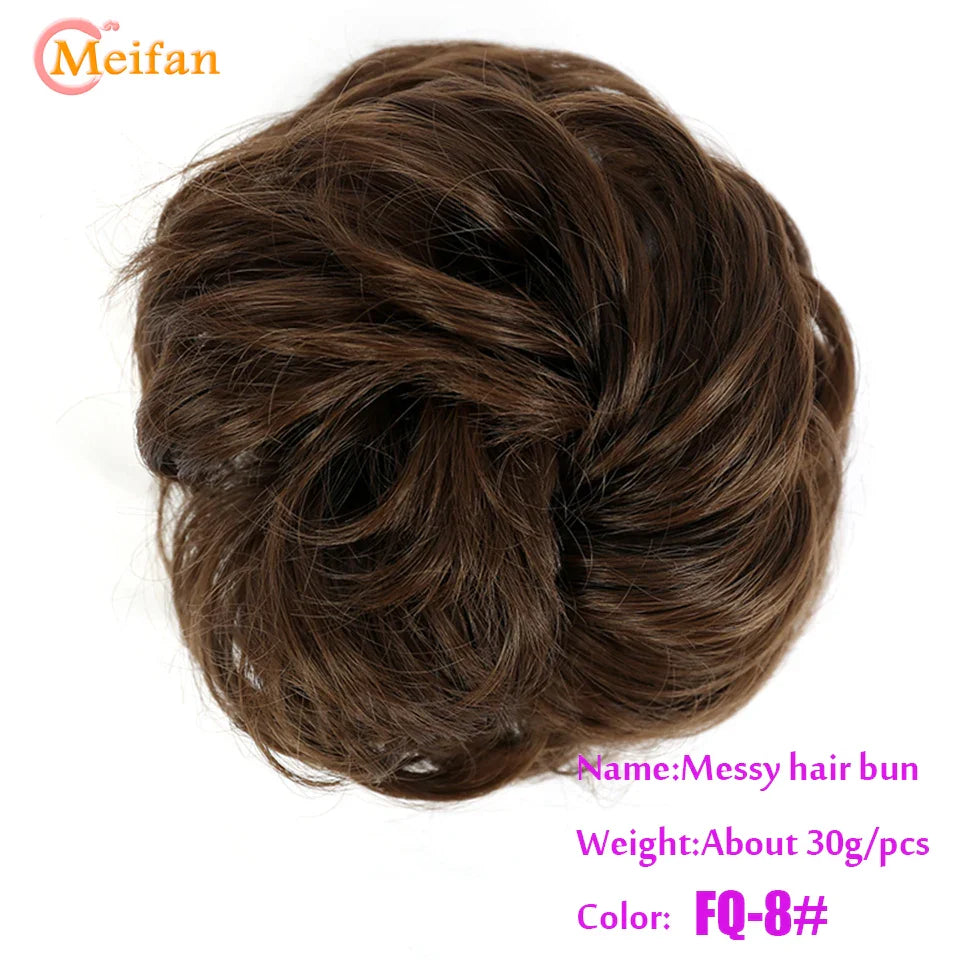 MEIFAN Synthetic Chignon Hair Bun – Elastic Rubber Band Clip-In Updo Ponytail Hair Extension for Women