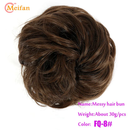 MEIFAN Synthetic Chignon Hair Bun – Elastic Rubber Band Clip-In Updo Ponytail Hair Extension for Women