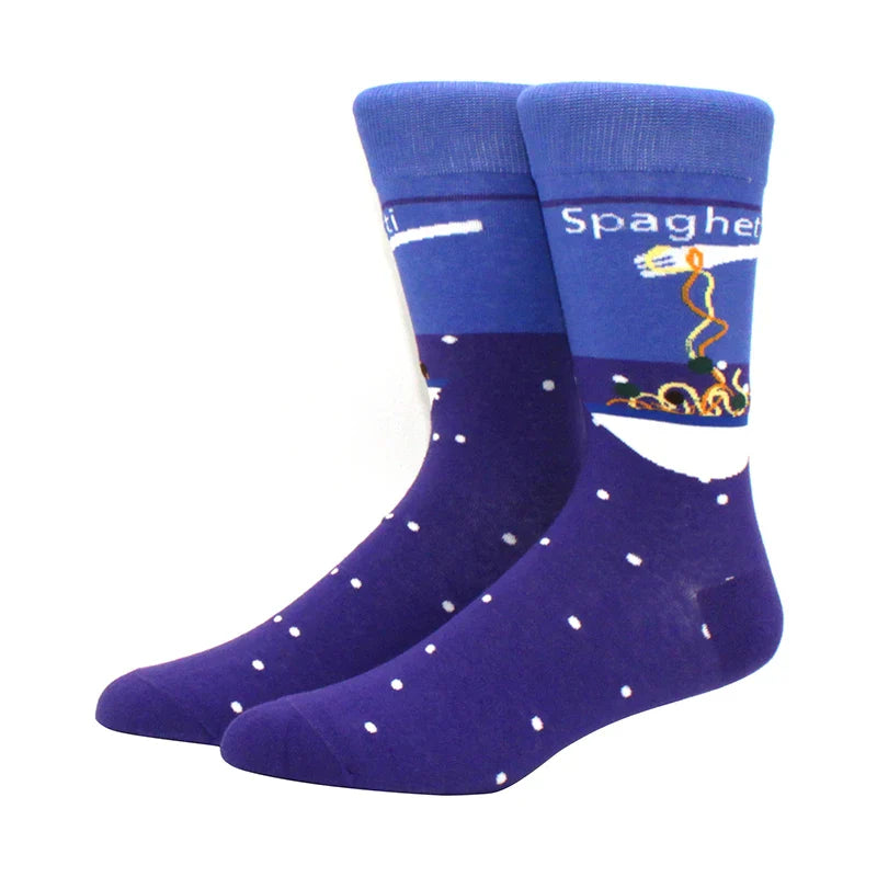 Funny Cartoon Fashion Cotton Socks – Hip Hop Skateboard Style Socks for Men & Women, Beer, Pizza, Astronaut & Pineapple Print Casual Wear Socks