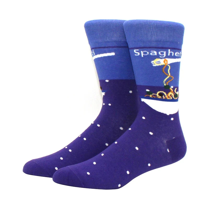 Funny Cartoon Fashion Cotton Socks – Hip Hop Skateboard Style Socks for Men & Women, Beer, Pizza, Astronaut & Pineapple Print Casual Wear Socks