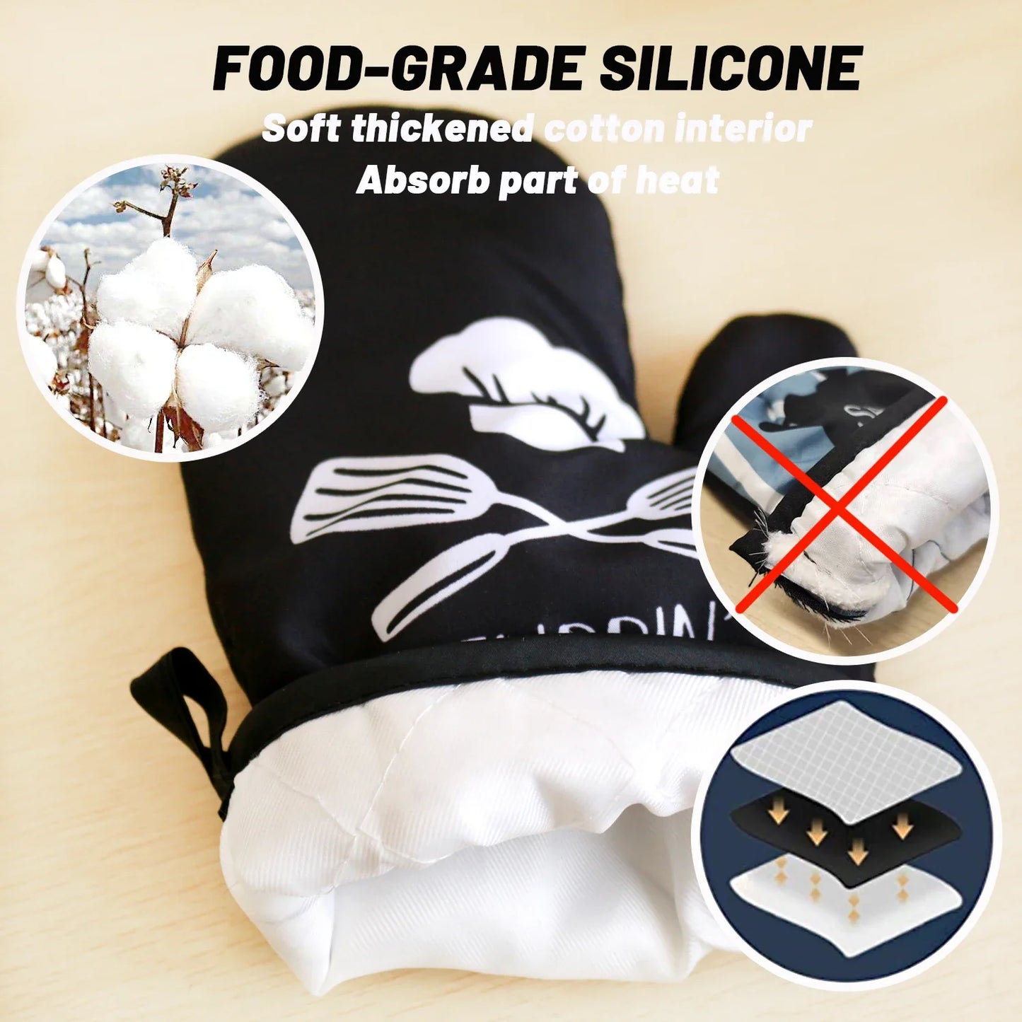 Custom Cartoon Microwave Oven Mitts & Potholder – Heat-Resistant Kitchen Gloves for BBQ, Baking & Cooking