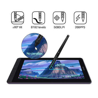 Huion Kamvas 13 Graphics Tablet — AG Glass Pen Display with 8192-Level Battery-Free Stylus for Android, Windows & MacOS
