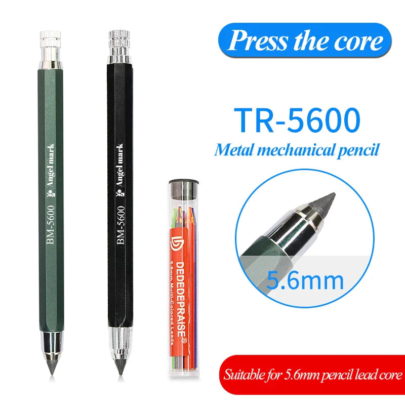 5.6mm Mechanical Pencils & Charcoal Graphite Leads – HB to 14B Soft, Medium, Hard Sketch Drawing Lead Core