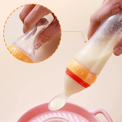Silicone Squeezing Feeding Bottle: Newborn Baby Training Rice Cereal Food Spoon - Safe Supplement Feeder, Useful Tableware for Kids