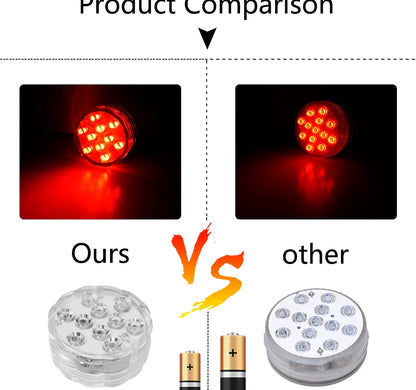 10 LED RGB Underwater Pool Light – Remote Control, Battery Operated, Waterproof Dive Lamp for Aquarium, Vase, and Fish Tank