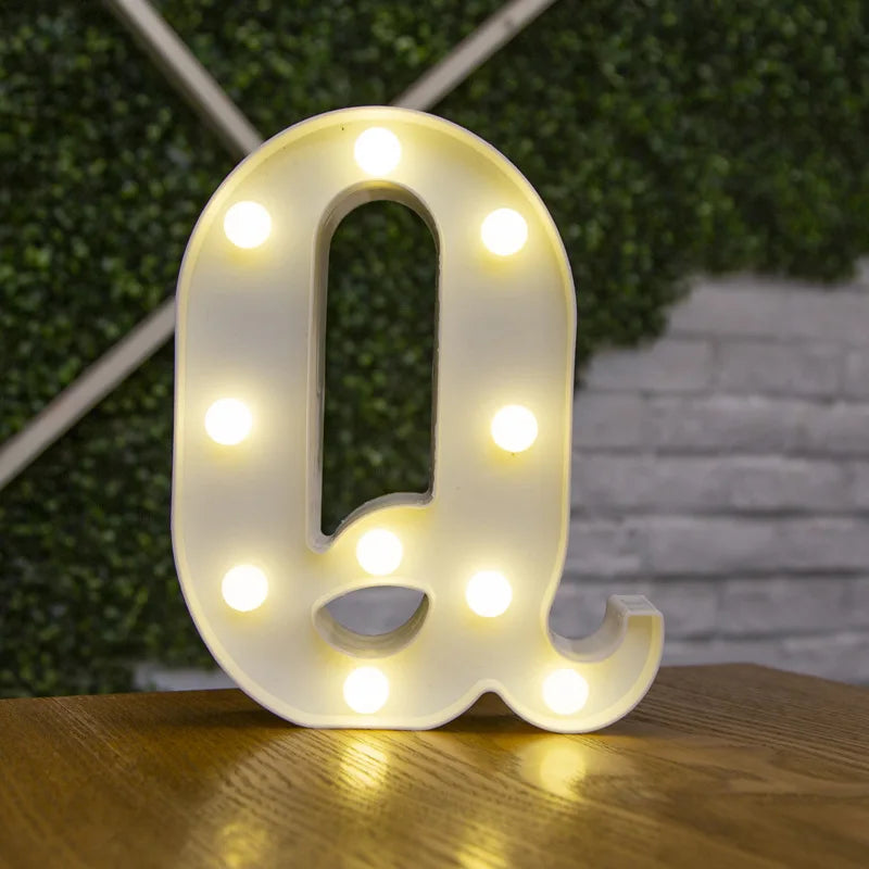 Alphabet & Number LED Lamp Night Light – Warm Battery-Powered Luminous Letter Light for Home, Wedding, Birthday & Party Decoration