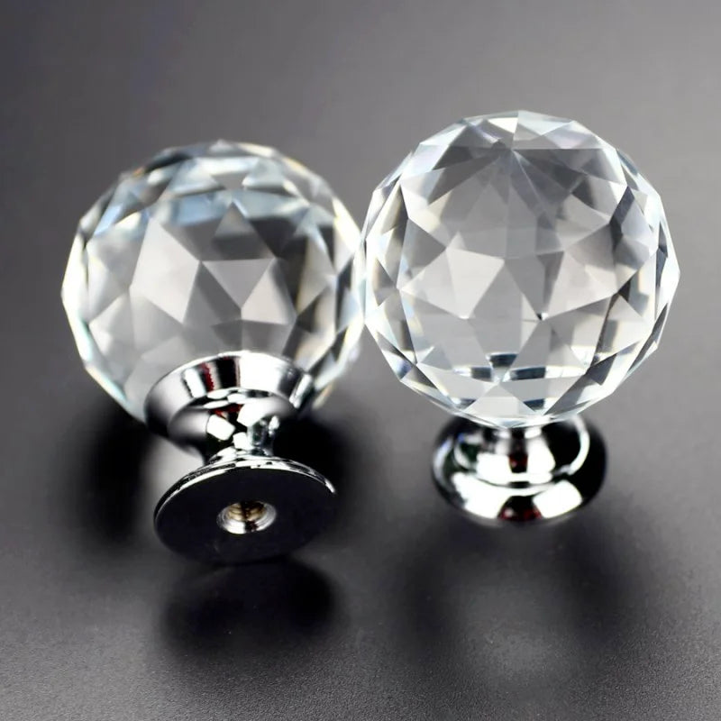 Rose Gold Diamond Shape Cabinet Knobs - Cupboard Crystal Drawer Handles for Kitchen Wardrobe Furniture