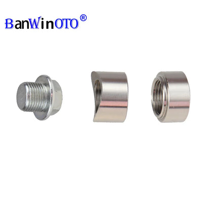Oxygen Sensor Stainless Steel Bung Plug Nut Kit — Stepped Mounting Cap, Wideband Nut Fitting for Weld Bungs M18x1.5