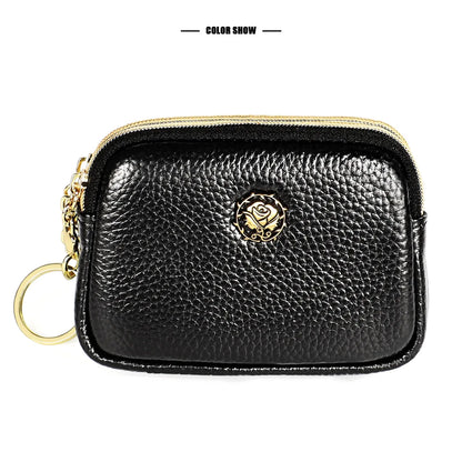Senorita Genuine Leather Women’s Coin Purse – Double Zipper Small Wallet