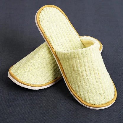 5 Pairs Mix Color Disposable Hotel Slippers – Cotton Non-Slip Slides for Men & Women Home, Travel, SPA & Hospitality Use