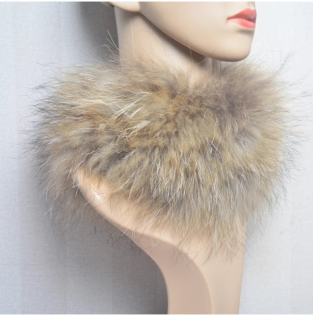 2025 Real Fox Fur Scarf and Headband – Luxury Winter Neck Warmer for Women, 100% Natural Fur, Elastic Ring Muffler