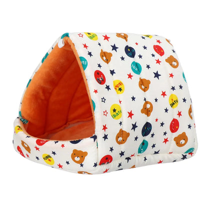 Cute Cartoon Rabbit & Squirrel Mini Pet Cage — Warm Winter Bed House for Hamsters, Mice, Rats & Guinea Pigs
