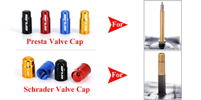 4pcs Aluminum Bike Tire Valve Caps – Ultralight MTB Road Mountain Schrader/Presta Tyre Protectors