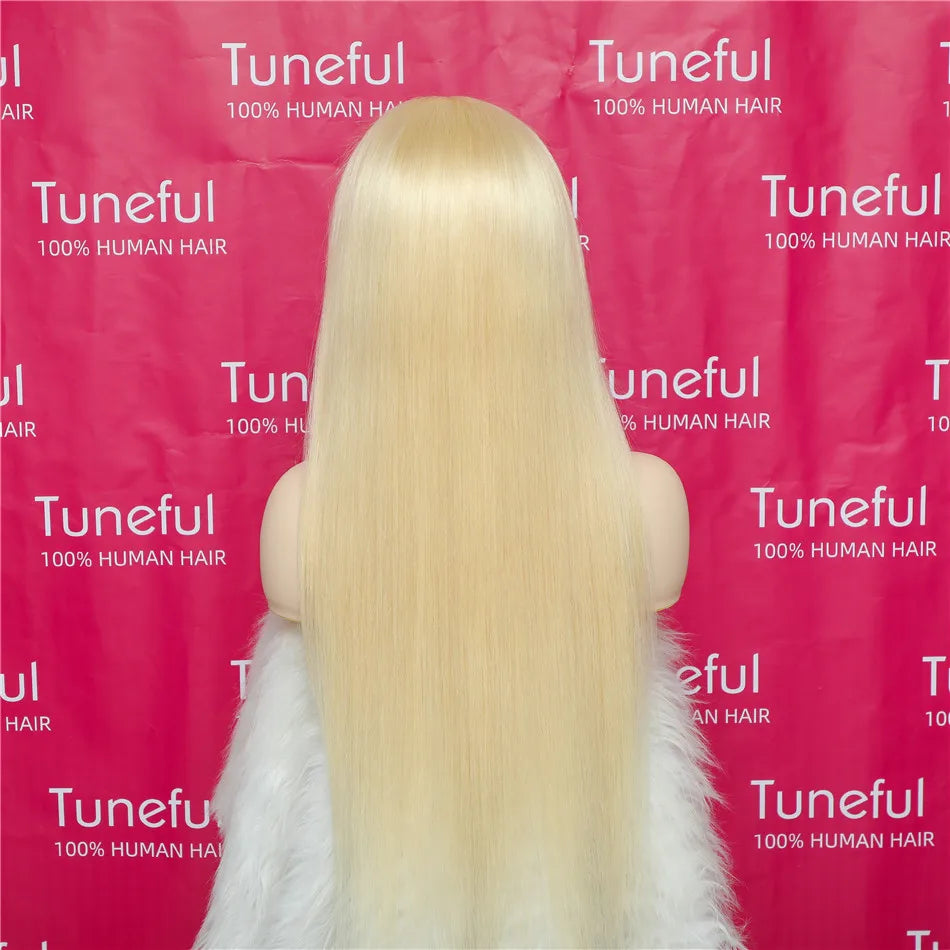 13x6 HD Transparent 613 Blonde Lace Front Wig – Brazilian Bone Straight Bob Human Hair Wig