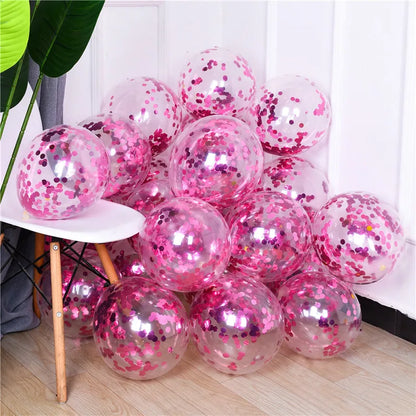 10pcs 12-inch Gold Star Confetti Balloons – Glitter Transparent Latex Party Decorations for Wedding & Birthday