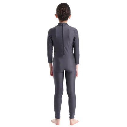 Kids Girls Full Body Gymnastics Bodysuit, Ballet Dance Jersey Leotard, Jumpsuit Sports Unitard, Children Dancewear and Sportswear