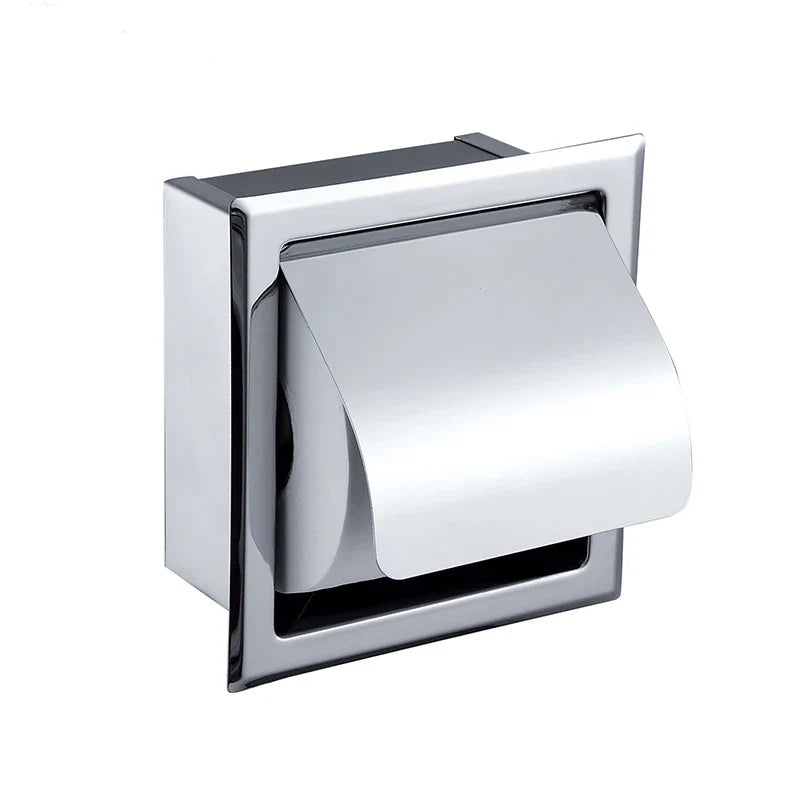 Onyzpily Bathroom Toilet Paper Holder | Chrome Finish Stainless Steel Tissue Box Holder, Wall Mounted, Black & Chrome
