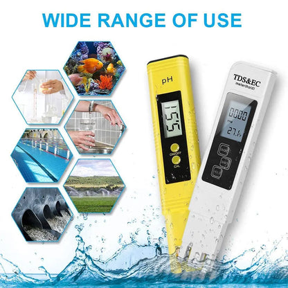 TDS Meter Digital Water Tester - High Accuracy 0-14 PH, 0-9990ppm TDS & EC Meter with LCD for Aquariums & Filters