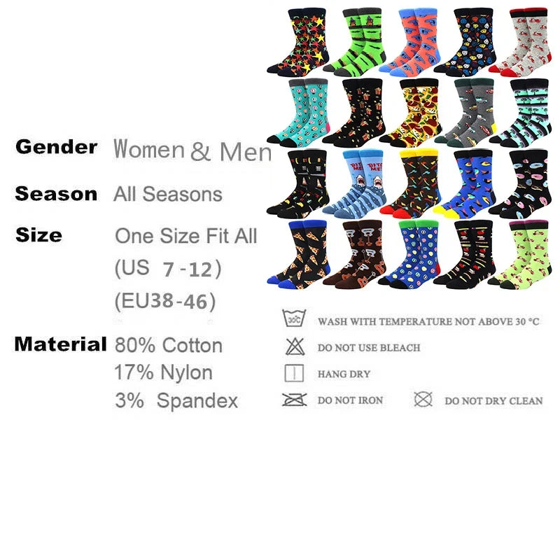 Men's Colorful Combed Cotton Jacquard Crew Socks - Striped Business Casual Dress Socks