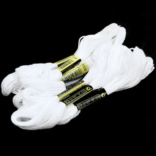 12pcs White Anchor Cross Stitch Embroidery Floss - 6-Strand Cotton Thread Skeins for Sewing & Craft Projects