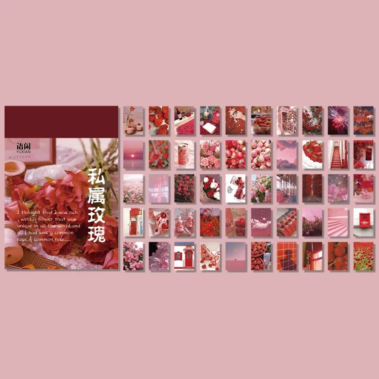 Yoofun 50 Sheets Aesthetic Sticker Book - Natural Scenery Art Painting Stickers for Scrapbooking Planner Journaling