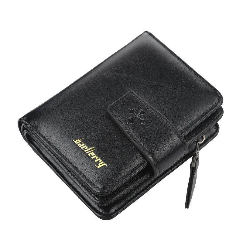 New Business Men’s Wallet — High-Quality PU Leather Zipper Card & Coin Holder, Vintage Male Purse