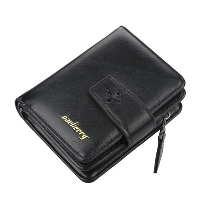 New Business Men’s Wallet — High-Quality PU Leather Zipper Card & Coin Holder, Vintage Male Purse