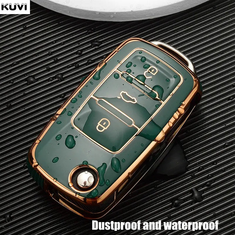 TPU Flip Key Case Cover for Volkswagen VW & Skoda/Seat Models – Protective Car Key Shell