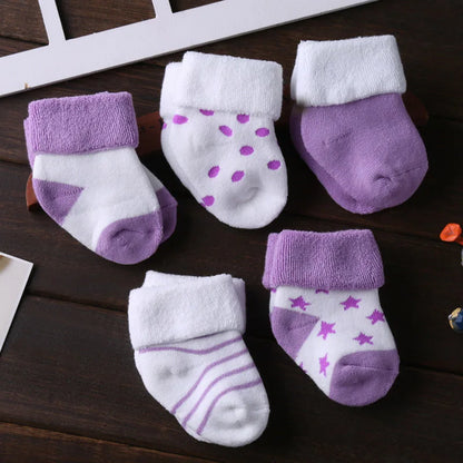 Kiddiezoom 5 Pairs Non-Skid Baby Socks – Unisex Cotton Shoes for 0-12 Months Baby Boys & Girls