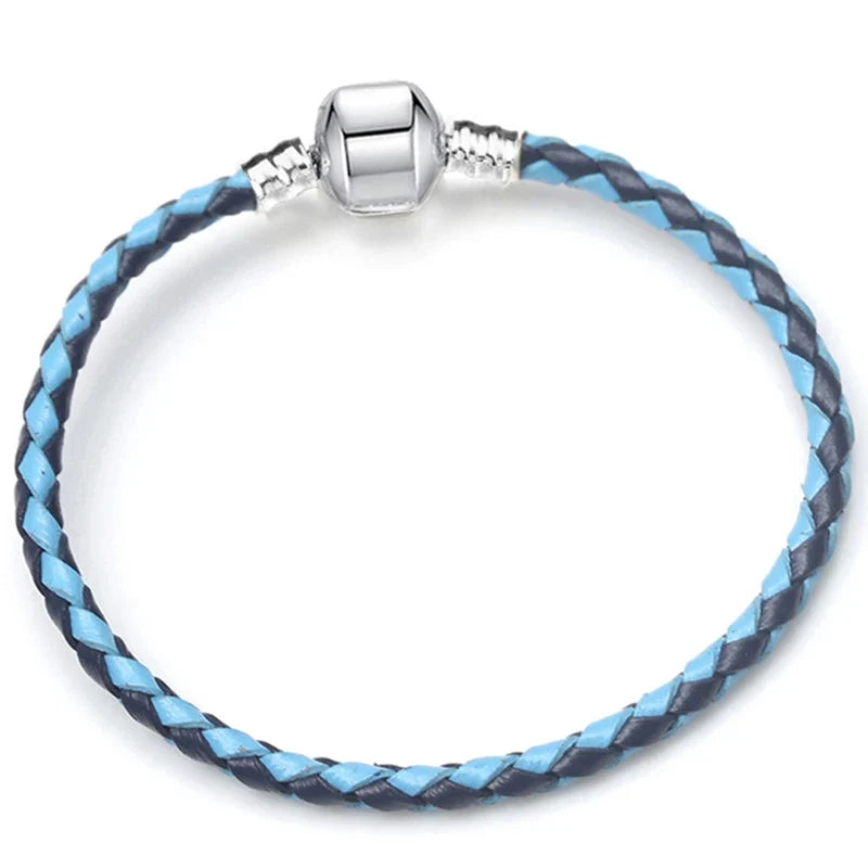 BAOPON 9-Color Leather Charm Bracelet - DIY Chain Jewelry Gift for Women & Girls