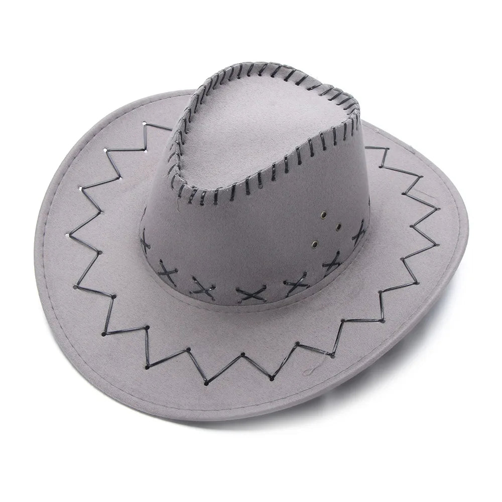 Western Cowboy Hat – Faux Leather Fedora for Men, Women & Kids, Wide Brim Beach & Travel Cap in Black, White & Pink