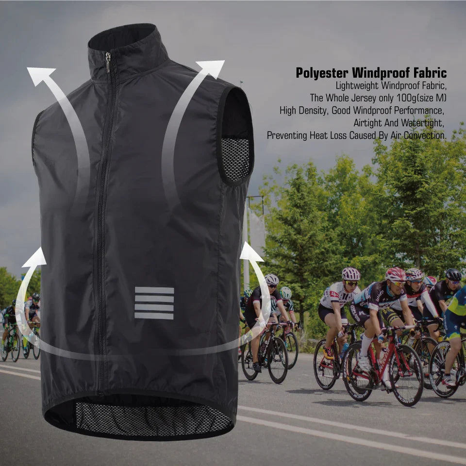 KEMALOCE 2023 Cycling Vest - Navy Blue Windproof Sleeveless Bicycle Gilet, Lightweight MTB Sports Wind Vest for Men